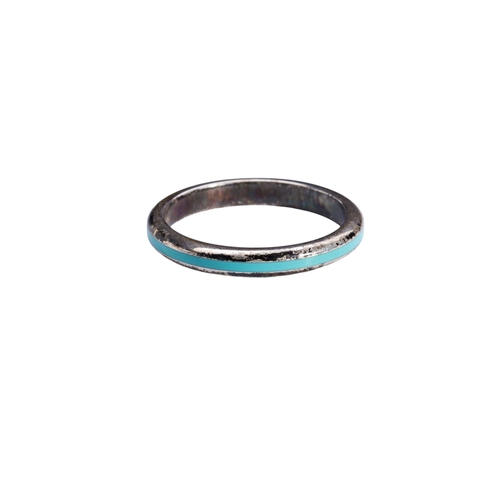 355 - TIFFANY & Co; AN ENAMEL AND SILVER RINGWith blue enamel.Marked ‘Tiffany & Co AC 925’With Tif... 