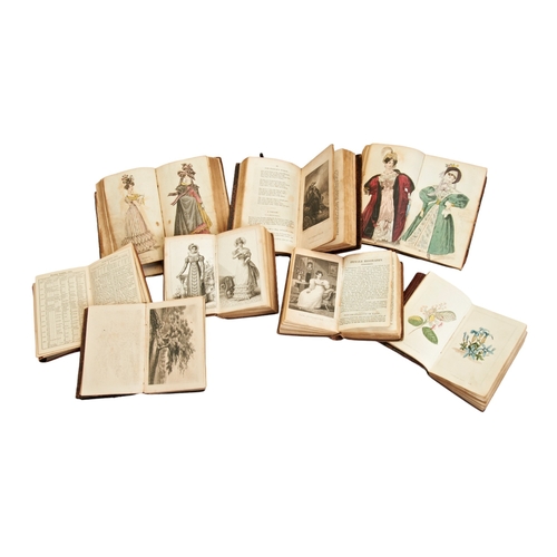 381 - TWO VOLUMES OF THE LADIES MONITOR, THREE VOLUMES OF THE LADIES POCKET MAGAZINE, TWO VOLUMES OF THE A... 