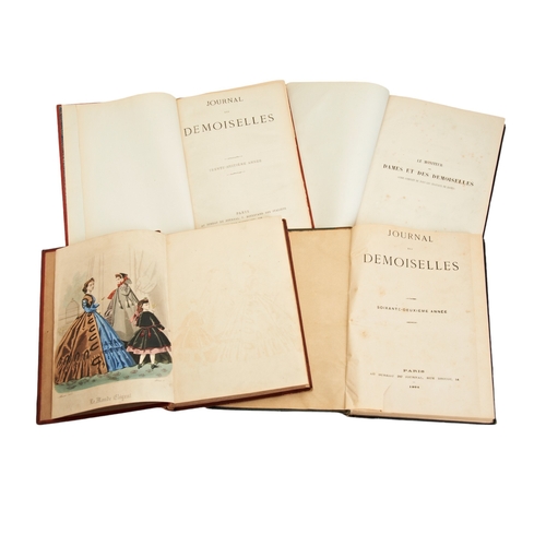 385 - THE WORLD OF FASHION 1865-66, TWO VOLUMES OF JOURNAL DES DEMOISELLES 1870 AND 1894, AND LE MONITEUR ... 