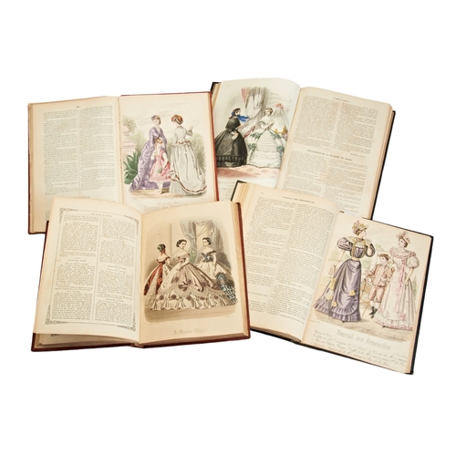 385 - THE WORLD OF FASHION 1865-66, TWO VOLUMES OF JOURNAL DES DEMOISELLES 1870 AND 1894, AND LE MONITEUR ... 