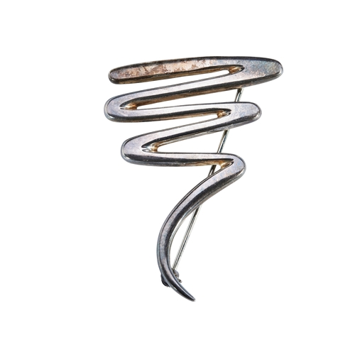 356 - PALOMA PICASSO FOR TIFFANY - A SILVER SCRIBBLE BROOCHBrooch pin fittingSigned Paloma Picasso and mar... 