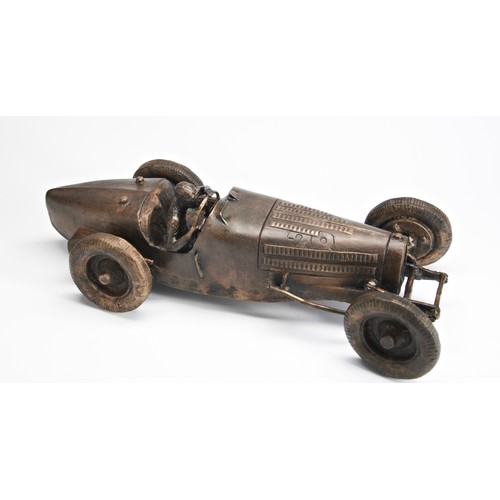 31 - BRONZE OF BUGATTI TYPE 59, NUVOLARI, MONACO 1934An impresssive bronze depicting the Bugatti Type 59 ... 