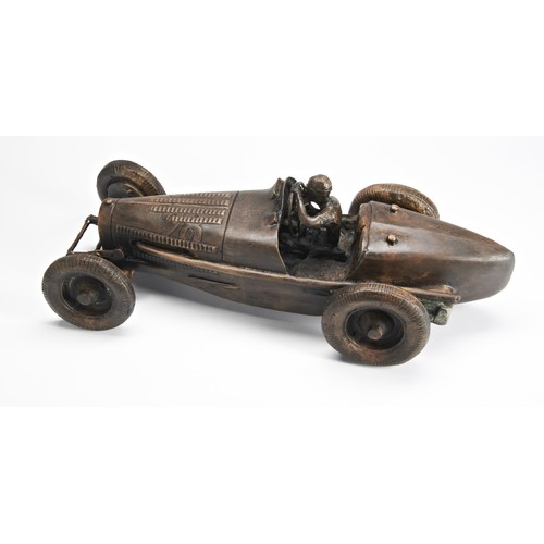 31 - BRONZE OF BUGATTI TYPE 59, NUVOLARI, MONACO 1934An impresssive bronze depicting the Bugatti Type 59 ... 