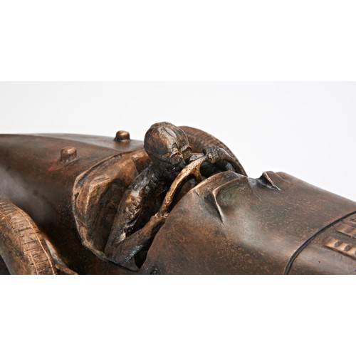 31 - BRONZE OF BUGATTI TYPE 59, NUVOLARI, MONACO 1934An impresssive bronze depicting the Bugatti Type 59 ... 