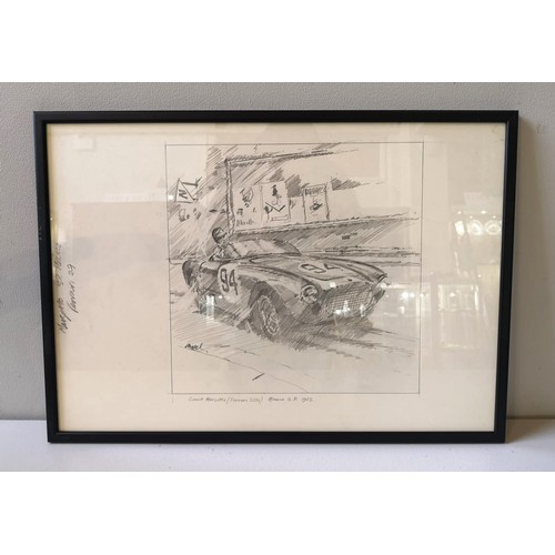 77 - FOUR ORIGINAL PENCIL STUDIES BY NICHOLAS WATTSJack Brabham (Cooper Climax) - Monaco G.P. 1959Tony Br... 