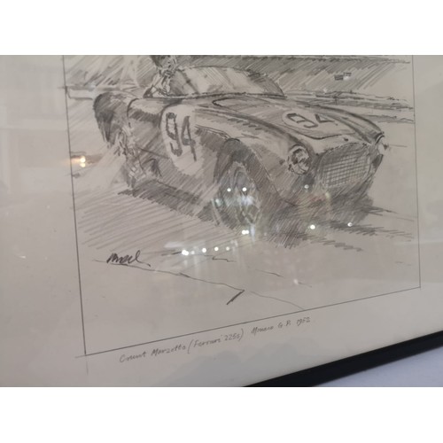 77 - FOUR ORIGINAL PENCIL STUDIES BY NICHOLAS WATTSJack Brabham (Cooper Climax) - Monaco G.P. 1959Tony Br... 