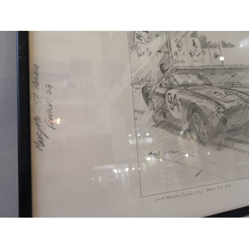 77 - FOUR ORIGINAL PENCIL STUDIES BY NICHOLAS WATTSJack Brabham (Cooper Climax) - Monaco G.P. 1959Tony Br... 