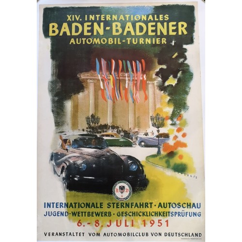 84 - 1951 XIV INTERNATIONALES BADEN-BADENER POSTER BY MUNDORFF1951 German Auto Show poster, measuring 84 ... 