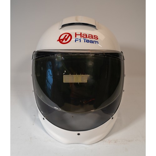 122 - A 'HAAS' F1 SCHUBERTH PIT CREW HELMETA Haas F1 Schuberth Pit Crew Helmet with Haas FI decal, white f... 