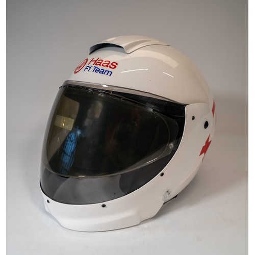 122 - A 'HAAS' F1 SCHUBERTH PIT CREW HELMETA Haas F1 Schuberth Pit Crew Helmet with Haas FI decal, white f... 