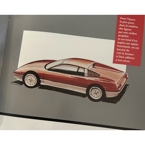 131 - A COLLECTION OF 10+ CONTINENTAL CAR BROCHURES, BUGATTI, VENTURI, DE-TOMASO RENAULT ALPINA AND OTHERS... 