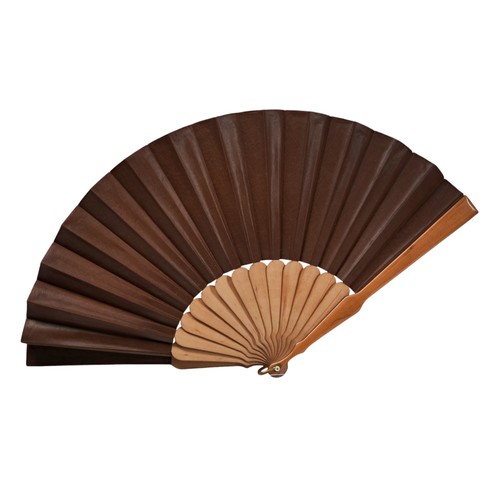 390 - A LACQUER FAN; the carved and pierced lacquer guards with similar sticks and black cotton leaf paint... 