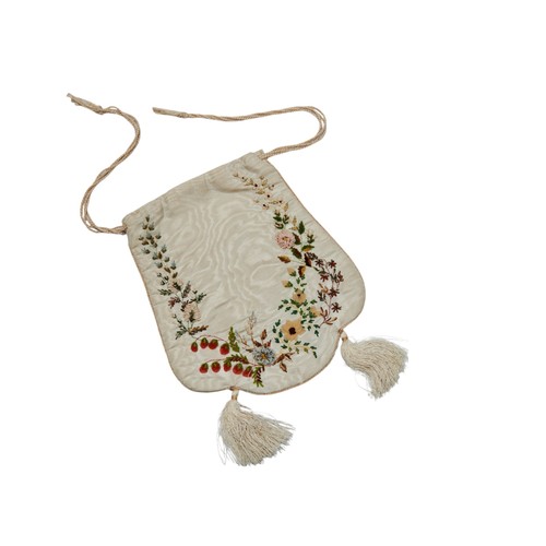 408 - A LADY'S MOIRE SILK RETICULE, CIRCA 1820;measures 12cm to 16cm wide x 18cm longandanother example ma... 