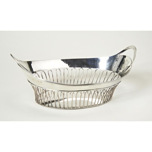 347 - GEORGE III SILVER BASKETPAUL STORR, LONDON, 1795of oval form the loop handles and wide rim supported... 