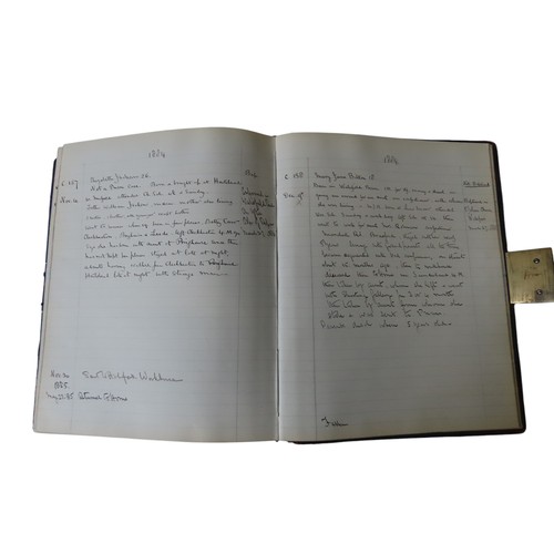 261 - A LEATHER AND CANVAS BOUND HANDWRITTEN CASEBOOK OF YOUNG OFFENDERS IN THE WAKEFIELD AREA BEGINNING 1... 