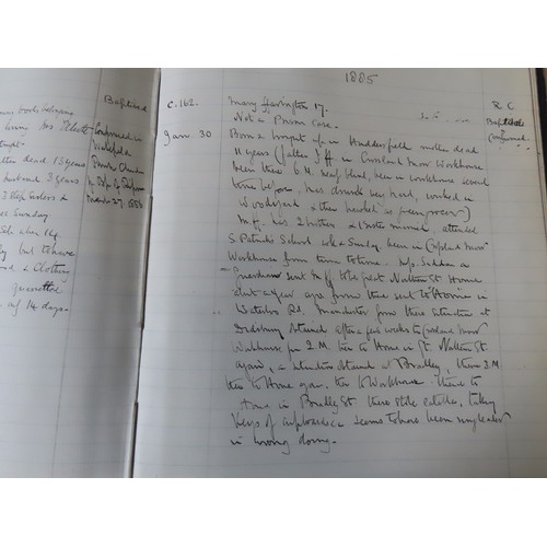 261 - A LEATHER AND CANVAS BOUND HANDWRITTEN CASEBOOK OF YOUNG OFFENDERS IN THE WAKEFIELD AREA BEGINNING 1... 