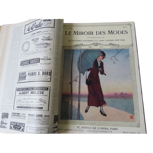 260 - THREE LEATHER AND CANVAS BOUND COPIES OF FRENCH FASHION MAGAZINESconsisting ofLa Mode Illustree Jour... 