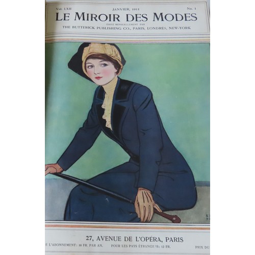 260 - THREE LEATHER AND CANVAS BOUND COPIES OF FRENCH FASHION MAGAZINESconsisting ofLa Mode Illustree Jour... 