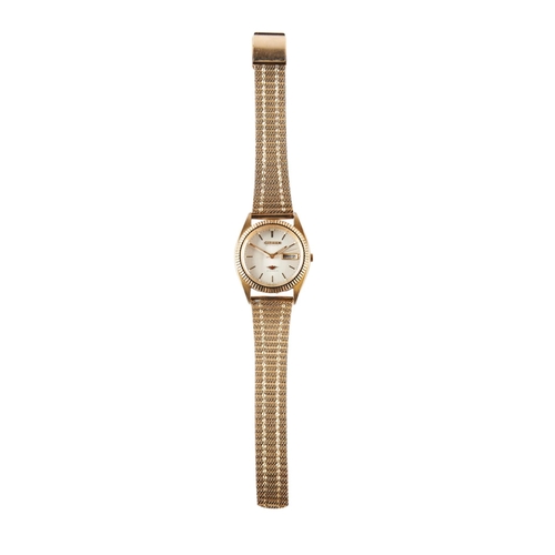 376 - CITIZEN EAGLE 21 JEWELS AUTOMATIC DAY/DTE WRISTWATCH WITH BATON NUMERALS AND MESH FAUX GOLD BRACELET... 