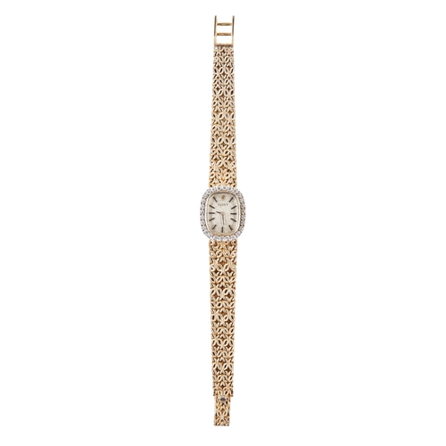 421 - ROLEX 18CT GOLD 1970S LADIES DIAMOND SET WRISTWATCH THE TEXTURED DIAL WITH BATON NUMERALS, SET WITH ... 