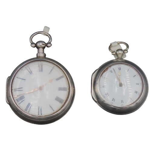 406 - TWO SILVER VERGE WATCHES, the larger signed Hancock, Yeovil, no. 44102, the case marked London 1905 ... 