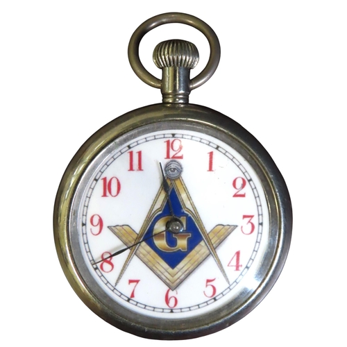 390 - A MOERIS WWII GERMAN MILITARY POCKET WATCH AND AN INGERSOLL MASONIC POCKET WATCH, the Moeris watch e... 