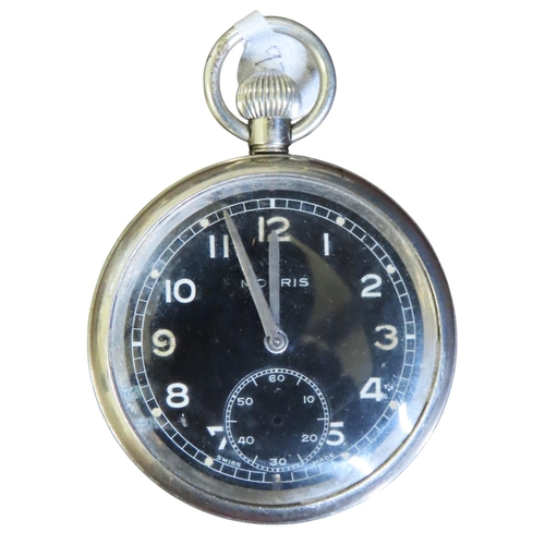 390 - A MOERIS WWII GERMAN MILITARY POCKET WATCH AND AN INGERSOLL MASONIC POCKET WATCH, the Moeris watch e... 