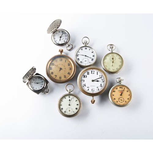 359 - A NICKEL CASED STOPWATCH a military issue pocket watch and various other pocket watches and 'bedside... 