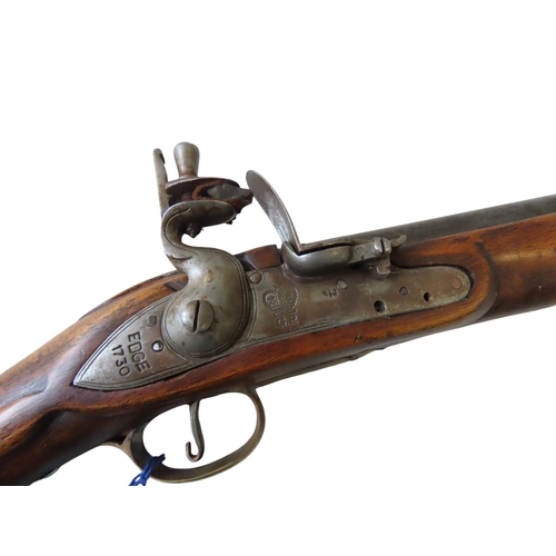 148 - A REPRODUCTION LIGHT DRAGOONS FLINTLOCK PISTOL IN THE MANNER OF EDGE the lock stamped with GR Cipjer... 