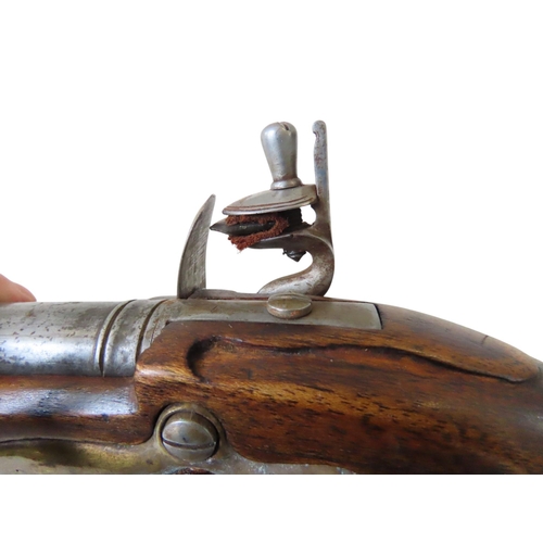 148 - A REPRODUCTION LIGHT DRAGOONS FLINTLOCK PISTOL IN THE MANNER OF EDGE the lock stamped with GR Cipjer... 