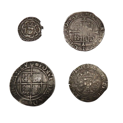 155 - ELIZABETH I HAMMERED SILVER SHILLING (1558-1603), some curvature and obvious wear, a Charles I (1625... 