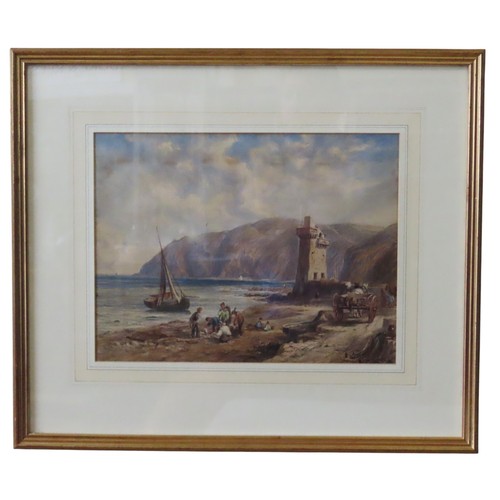 270 - ATTRIBUTED TO CHARLES PARSONS KNIGHT (1829-1897) WATER COLOUR OF COASTAL SCENE, possibly Lynmouth, d... 