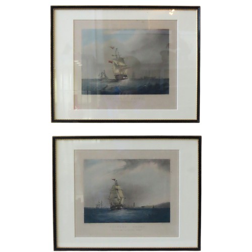 267 - AFTER SAMUEL WALTERS (1811-1882) 'OUTWARD BOUND'& 'HOMEWARD BOUND' ETCHINGS, hand coloured, glaz... 