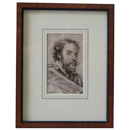 281 - A 19TH CENTURY PEN AND INK PORTRAIT ILLUSTRATION, depicting a moustachioed gentleman, signed and dat... 