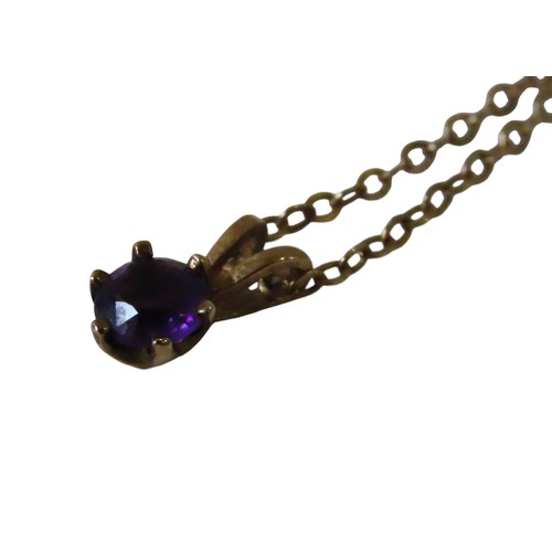 354 - A AMETHYST PENDANT ON GOLD CHAIN TOGETHER WITH A VINTAGE LOTUS CULTURED PEARL NECKLACE, the chain ma... 