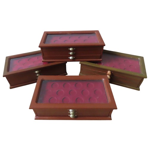 297 - A GROUP OF FOUR COIN COLLECTOR'S CHESTS