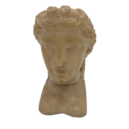 324 - A NEO-CLASSICAL MARBLE HEAD AFTER THE ANTIQUE, in two parts, probably a fireplace corbel, 19th centu... 