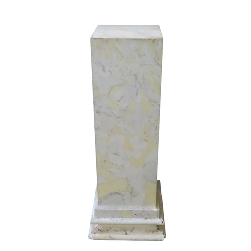 45 - A FAUX MARBLE PLASTER PILLASTER/DISPLAY STAND, square form on a graduated base107 cm high