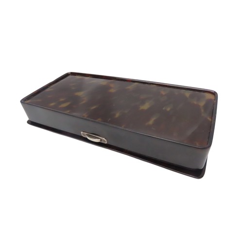 300 - A TORTOISESHELL BOX OF RECTANGULAR FORM the silver hinges hallmarked for London 1901 (some damages)1... 