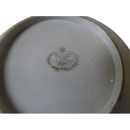 190 - WEDGWOOD CREAMWARE ARMORIAL PLATE, another, a Spode armorial plate and a Chamberlains Worcester plat... 