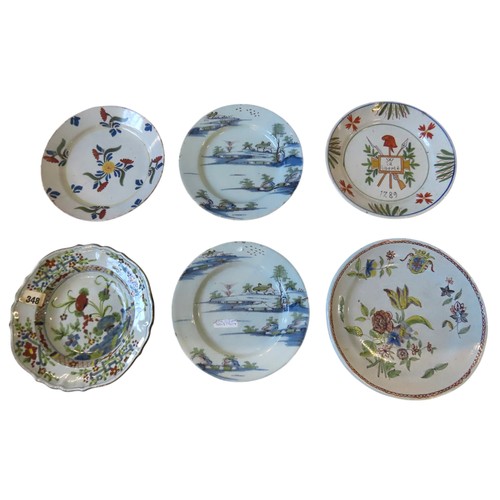 201 - FRENCH POLYCHROME 18th CENTURY STYLE FAIENCE 'REVOLUTION' PLATE, another French plate and and four o... 