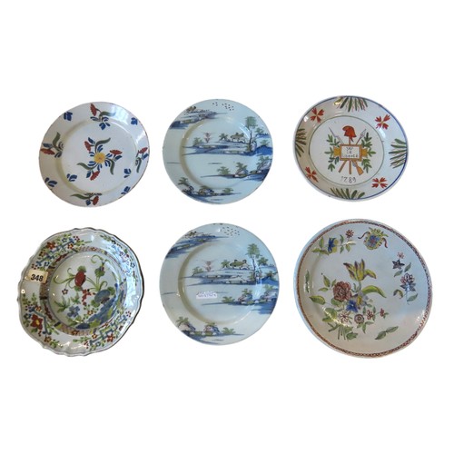 201 - FRENCH POLYCHROME 18th CENTURY STYLE FAIENCE 'REVOLUTION' PLATE, another French plate and and four o... 