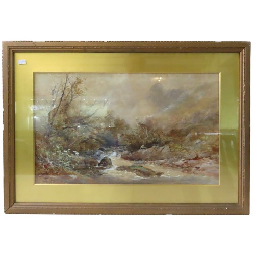 283 - MANNER OF DAVID COX,  stream with drover and cattle, watercolour, 19th century, unsigned and another... 