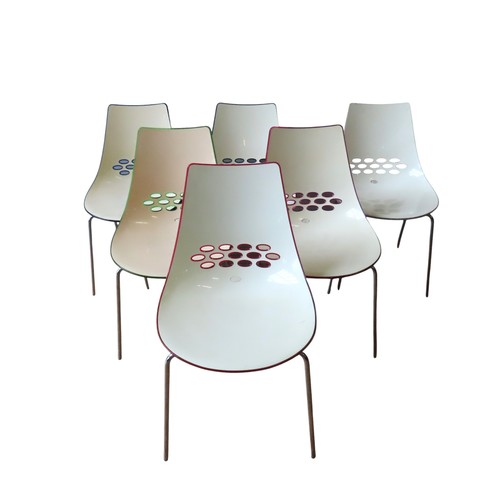 41 - A GROUP OF SIX CALLIGARIS 'JAM' CHAIRS, by Cannubia, two tone moulded acrylic seats, in a variety of... 