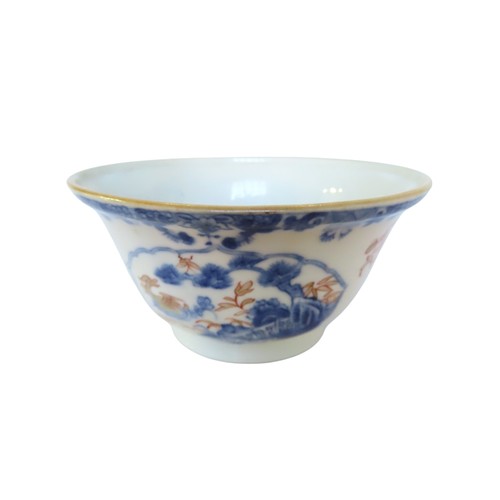 509 - A SMALL CHINESE BLUE & WHITE BOWL, 19TH/20TH CENTURY, tapering circular form, the sides painted ... 