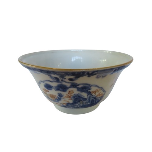 509 - A SMALL CHINESE BLUE & WHITE BOWL, 19TH/20TH CENTURY, tapering circular form, the sides painted ... 