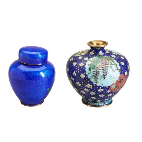 12 - A SMALL JAPANESE GINBARI JAR AND COVERMEIJI PERIOD (1868-1912)the sides decorated with iris's, again... 