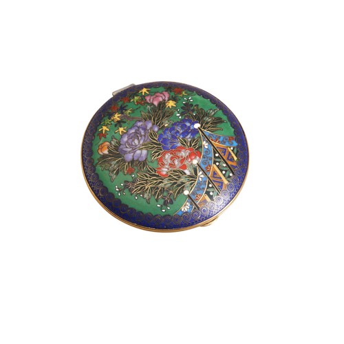 14 - TWO JAPANESE CLOISONNÉ COMPACTSEARLY 20TH CENTURYeach decorated with brightly coloured flowers again... 