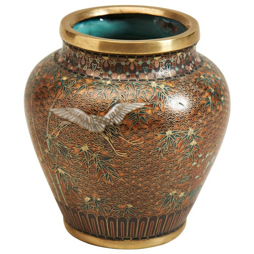 24 - A FINE CLOISONNÉ ENAMEL VASE ATTRIBUTED TO NAMIKAWA YASUYUKI (1845-1927)the baluster sides finely de... 