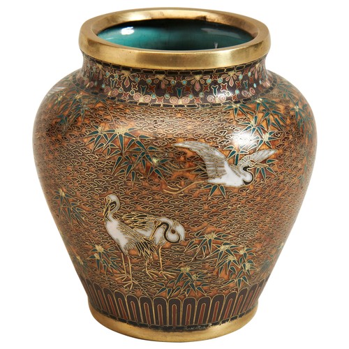 24 - A FINE CLOISONNÉ ENAMEL VASE ATTRIBUTED TO NAMIKAWA YASUYUKI (1845-1927)the baluster sides finely de... 